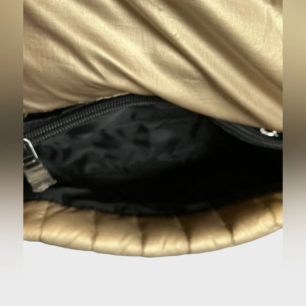 Think Royln Bar Bag Metallic Gold Puffer Crossbody Purse